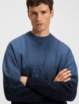 BOSS ORANGE Jacquardpullover Kalbrush Rundhalsausschnitt, Relaxed Fit, Jacquard-Strick mit Farbverlauf