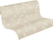 A.S. Création Vliestapete Nara Blätterranke, leicht strukturiert, gemustert, matt, neutral, (1 St), Tapete Natur Tapeten Wohnzimmer Schlafzimmer Küche modern Design Optik
