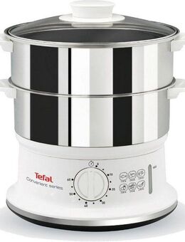 Tefal Dampfgarer Convenient Series, 900 W, 2 Edelstahlbehälter, 6 L, Ø 24cm, Timer, Abschaltautomatik, VC1451