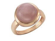 Zeeme Fingerring 925 Sterling Silber rosé-vergoldet mit echtem Rosenquarz 12mm
