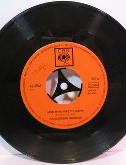 7" Vinyl Schallplatte - Hans-Jürgen Bäumler: Aber mein Herz ist allein / Viel zu groß ist meine Liebe - Biebesheim (Rhein)