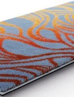 Grund Badematte Mayra, Höhe 20 mm, rutschhemmend beschichtet, fußbodenheizungsgeeignet, Polyacryl, rechteckig, Frisches Wellenmuster in lebendigen Farben, 5 Jahre Garantie