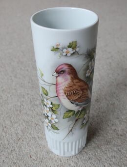 Blumenvase Vase Vogel Blüten Blätter rosa grün weiß Schröder - Niddatal