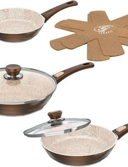 Genius Pfannen-Set Cerafit Granit - Grand-Edition Pfanne, 7-teiliges Set, (Set, 7-tlg., je 1x Pfanne + Deckel 24 cm + 28 cm, 1x Pfanne 20 cm, 2x Einleger), geeignet für Aufläufe, zum Schmoren o. Backen - ohne Griff und Deckel