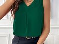Einfarbiges (grün) V-Ausschnitt-Bluse, ärmellose Bluse für Frühling & Sommer, Damenbekleidung in 53842