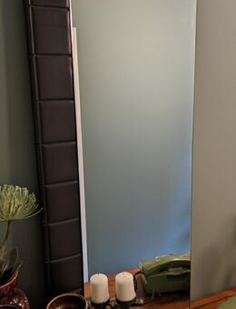 Spiegel mit schwarzem Lederrand retro vintage - Ginsheim-Gustavsburg