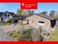 Gepflegter Bungalow mit Einliegerwohnung, großem Garten & Garage - Naturidylle trifft auf Komfort! - Steinfurt