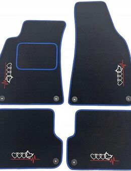 Velours-Fußmatten für Audi A4 B6/B7 (2000-2008) – S-Line STICKEREI Handmade Blau Set324 - Ingolstadt