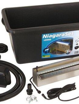 Ubbink Wasserfall Niagara 60 LED, 60 cm Breite, (Set, mit 35 LEDs, Pumpe 3900 l/h, Schlauch, Becken 65 l)