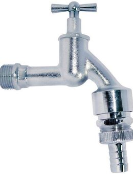 Kirchhoff Auslaufventil, MS Auslaufventil Knebelgriff, 1/2"AG x 3/4"AG x 1/2"T, Chrom matt