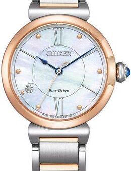 Citizen Solaruhr EM1074-82D, Armbanduhr, Damenuhr, Edelstahlarmband, Saphirglas