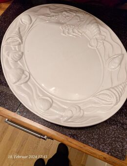 Servierplatte mit Meeresfrüchtedekor - kaum genutzt - Porzellan weiß - Büdingen