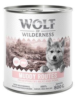 Wolf of Wilderness Junior - mit viel frischem Geflügel 6 x 800 g - Muddy Routes - Geflügel mit Schwein