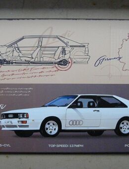 Metallschild / Blechschild…. AUDI QUATTRO COUPE von 1980 - Leverkusen