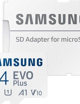 Samsung EVO Plus (2024) inkl. SD-Adapter Speicherkarte (64 GB, Video Speed Class 30 (V30)/UHS Speed Class 3 (U3), 160 MB/s Lesegeschwindigkeit)