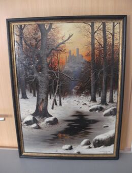 Gemälde Winterlandschaft von H. Kemnitz, 1907 - Pfungstadt