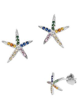 Firetti Paar Ohrstecker Schmuck Geschenk Silber 925 Ohrschmuck Seestern, Made in Germany - mit Zirkonia (synth)