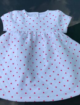 Baby Kleid Kleidchen Weiß Rot Herz Gefüttert Herbst Frühling Gr. 68 neu mit Etikett. - Albstadt