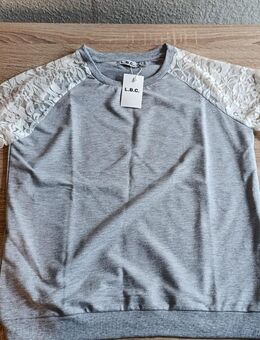 Damen Langarmshirt, Gr. M 40/42, grau mit weißen Spitzenärmeln, ungetragen, neu - Herten