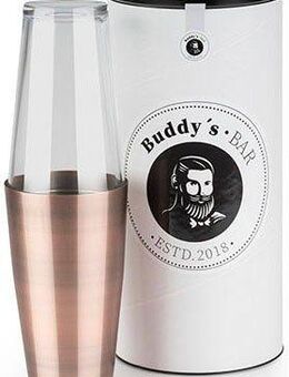Buddy's Cocktail Shaker Buddy´s Bar - Boston, Edelstahl, Glas, 700 ml Becher + 400 ml Glas, Kupfer antik