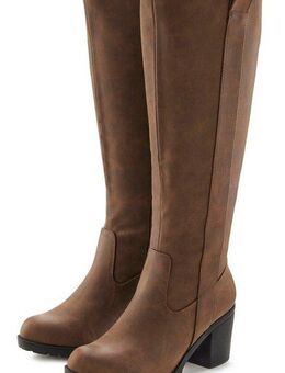 LASCANA Weitschaftstiefel Stiefel, Stiefelette, langer Stiefel, Blockabsatz, Cowboy Stil VEGAN