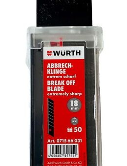 Würth 50x Abbrechklinge schwarz 18mm extrem scharf Schiebespender Cuttermesser - Ingolstadt