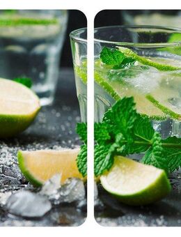 WENKO Herd-Abdeckplatte Universal Modell Mojito, Glas, (Set, 2 tlg), Herdabdeckung für alle Herdarten, kratzfest, mit rutschfesten Füßen