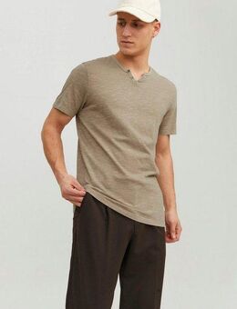 Jack & Jones T-Shirt JJESPLIT NECK TEE SS NOOS mit V-Ausschnitt