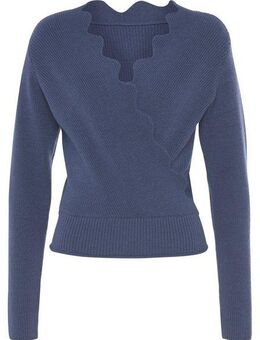 LASCANA Strickpullover mit Wellenkante, modischer Damenpullover mit besonderem Ausschnitt