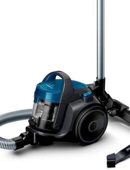BOSCH Bodenstaubsauger Serie 2 BGC05A220A, Hygiene-Filter, kompakt, platzsparend, leicht, 700 W, beutellos, für Parkett/Teppich/Fliesen, hohe Saugkraft, langes Kabel, blau