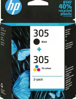 HP 305 2er-Pack 6ZD17AE, Cyan/Magenta/Gelb/Schwarz Nachfülltinte (für HP, Packung, 2x, Instant Ink, Druckerpatrone original, Kombi)