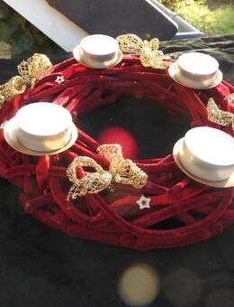 Adventskranz bordeauxrot gold Deko Kranz Weihnachtsdeko 5,- - Flensburg