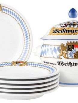 Seltmann Weiden Geschirr-Set Set 8-tlg. Compact Bayern (8-tlg), 6 Personen, Porzellan, Teller, Terrine, Senftopf, Bayern, Set