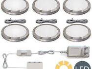 B.K.Licht Unterschrankleuchte, LED fest integriert, Warmweiß, Schranklicht, Unterbauleuchte, flach, Aufputz-Strahler, Spots, 6er SET