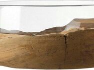 LEONARDO Schale TERRA, Glas, Ø 28 cm mit Teaksockel, Kalk-Natron-Glas, handgefertigt