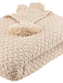 Wohndecke Gelsa, LeGer Home by Lena Gercke, Strickoptik mit Tasseln, modern und weich, Wohndecke, Plaid, Überwurf