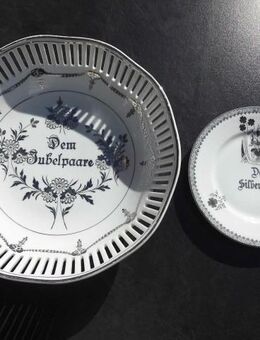 Durchbruch Porzellan Schale 24 cm Dem Jubelpaare+Teller 15 cm Dem Silberpaare C.T.Altwasser Silesia Carl Tielsch Schlesien zus. 7,- Vintage - Flensburg