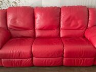 Italienische 3-Sitzer Designer Leder Couch / Sofa, Sitzhocker, ausklappbare Seitenteile, Top Zustand, super gepflegt - Groß Gerau