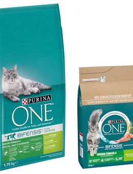 2,8 kg gratis! 2,8 kg + 9,75 kg PURINA ONE Trockenfutter - 9,75 kg + 2,8 kg Indoor Formula