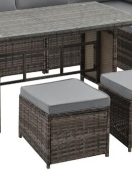 Gartentisch rattan mit 2 hocker Braun - Mosbach