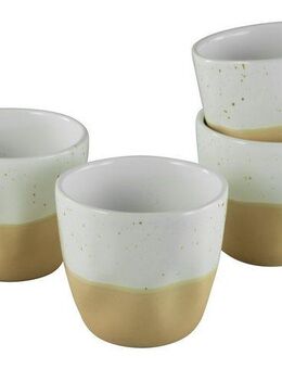 my home Becher Teebecher, modernes Geschirr-Set Bruddesta, 4er Set, Steinzeug, hohe Haltbarkeit, spülmaschinengeeignet & mikrowellengeeignet, 350 ml