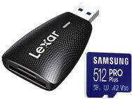 USB 3.1 Typ A, Speicherkartenleser Lexar Dual, SD & MicroSD Laufwerke, Samsung PROPlus MicroSDXC 512GB mit einer Datenübertragung von bis zu 160MB/s, inklusive SD-Adapter - Fürth