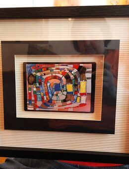 Hundertwasser Bild mit Rahmen 38x38cm - Augsburg