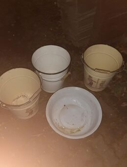 3 Emailleeimer, 1 Schüssel DDR wie neu - Berlin