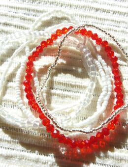 6er Set: Armbänder KristallPerlen Rot Weiss - Brüel