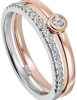 JOBO Fingerring Ring mit 22 Diamanten, 585 Gold bicolor