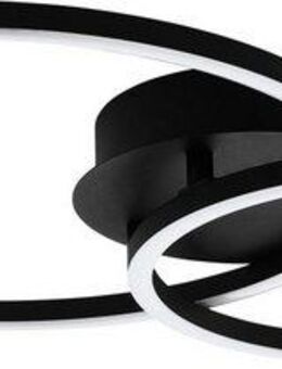 EGLO LED Deckenleuchte Palmaves Deckenlampe, schwarzes Aluminium, Nachtlicht, Rund, LED fest integriert, Warmweiß, minimalistisch, zeitlos, flache Bauform, Wohnzimmer, 39x29x7cm