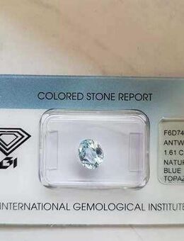 1,61 ct - TOP AUGENREINER BLAUER TOPAZ ,OVAL MIXED CUT , inkl. IGI ZERTIFIKAT - Neubrandenburg