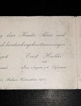 Verlobungs-Klappkarte (14,9 x 9,2cm) von 1901, Waltersdorf i.Sa. - Bautzen