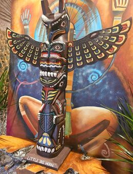 Totempfahl, Marterpfahl aus Albesia Garten-Haus Deko Holz Höhe 1,25 Meter, Totem pole wooden, Totempole - Wehr (Rheinland-Pfalz)